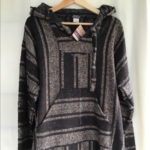 NWT Baja Mexican Pullover Hoodie Sweatshirt Size L